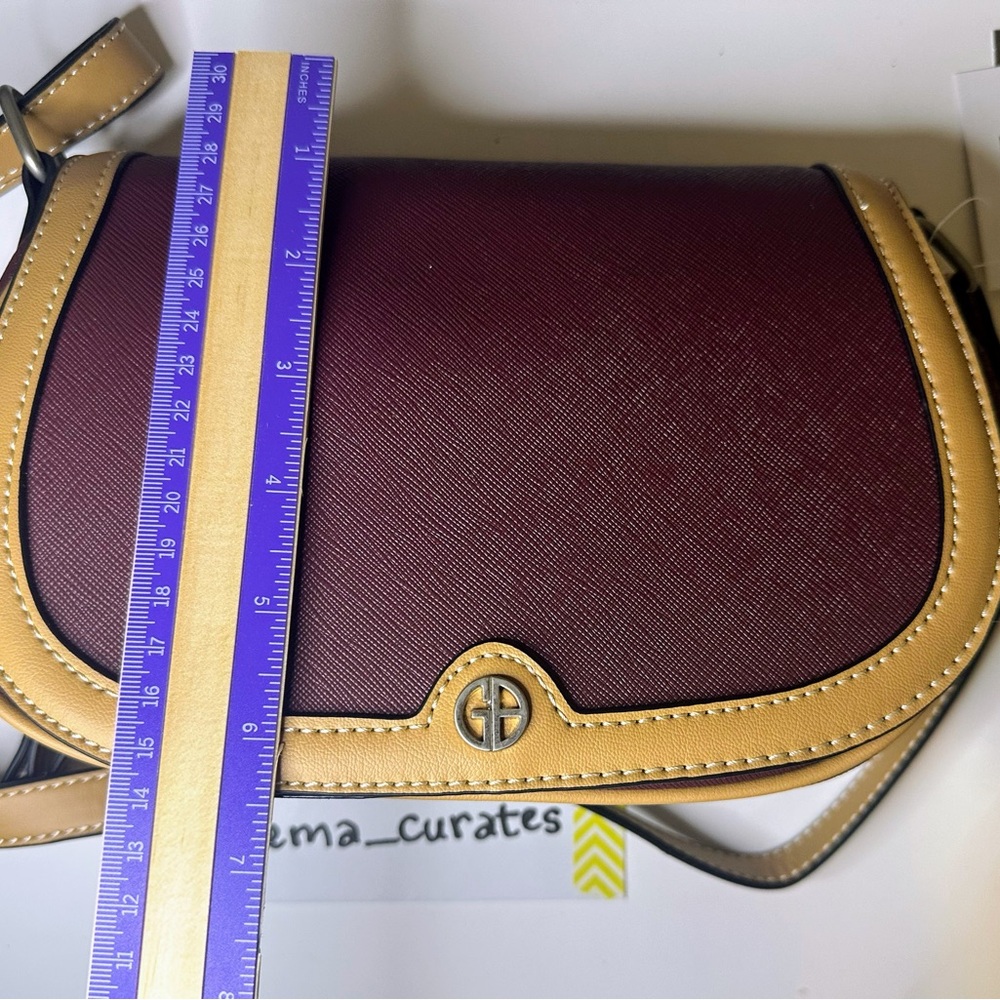 Gianni Bini Saddle Crossbody Bag NWT – Brown & Tan Faux Leather - Picture 4 of 14